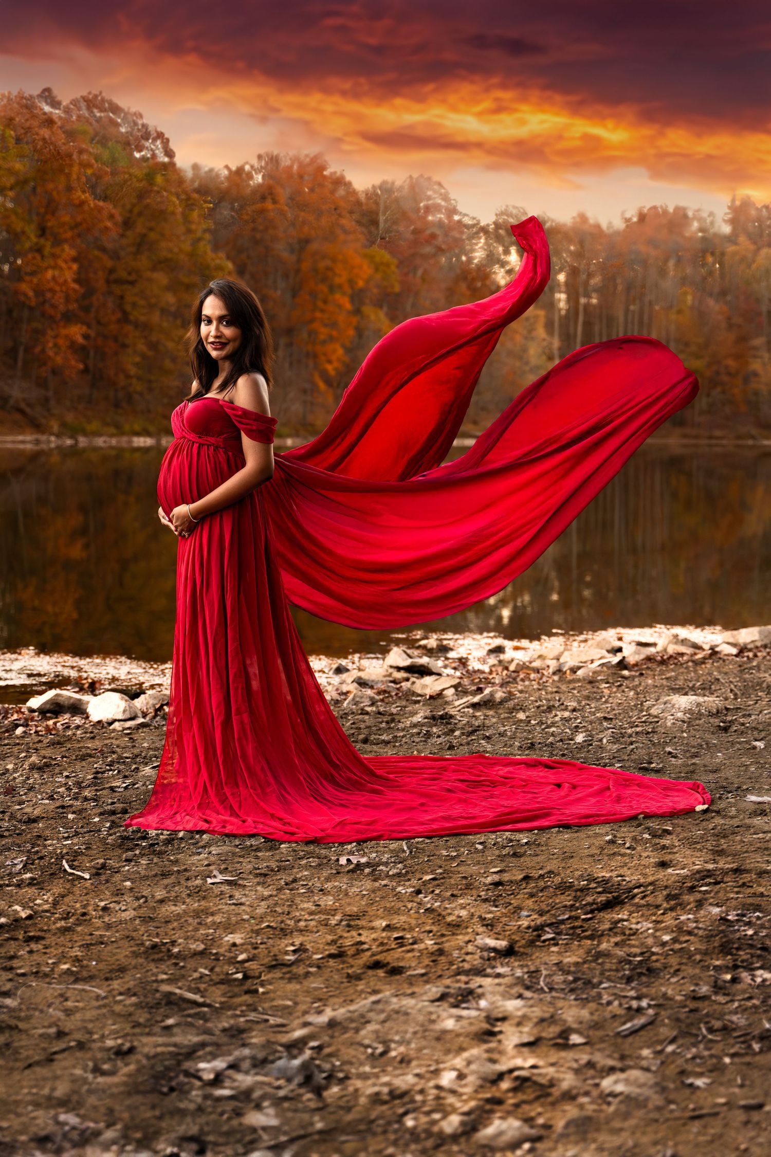 Fearless mommy during the sunset photoshoot in Maryland