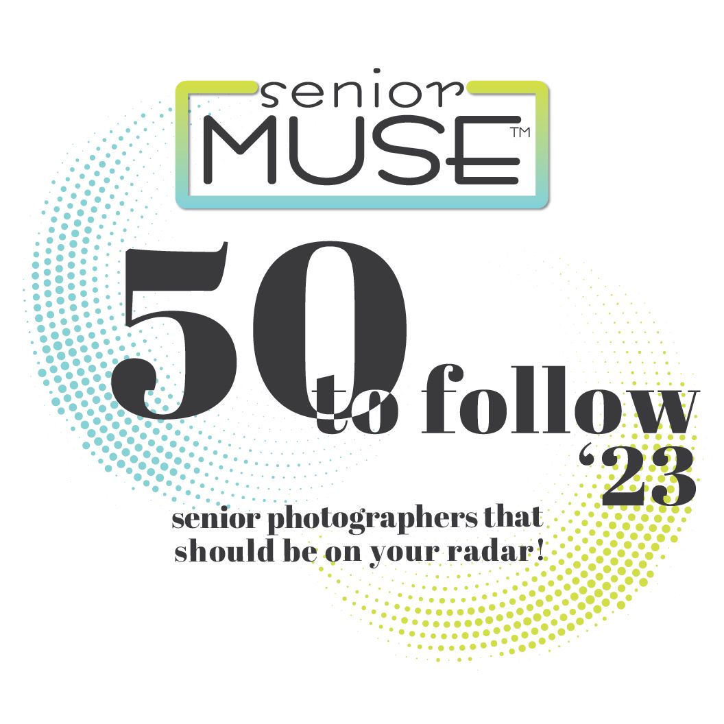 Senior Muse magazine logo with text '50 to follow 23' in modern graphic design style.