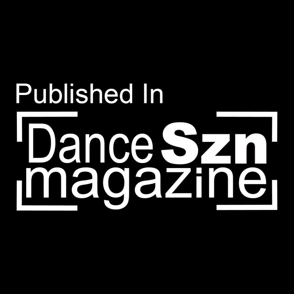 Black and white logo for Dance Szn Magazine featuring minimalist typography in a rectangular frame.