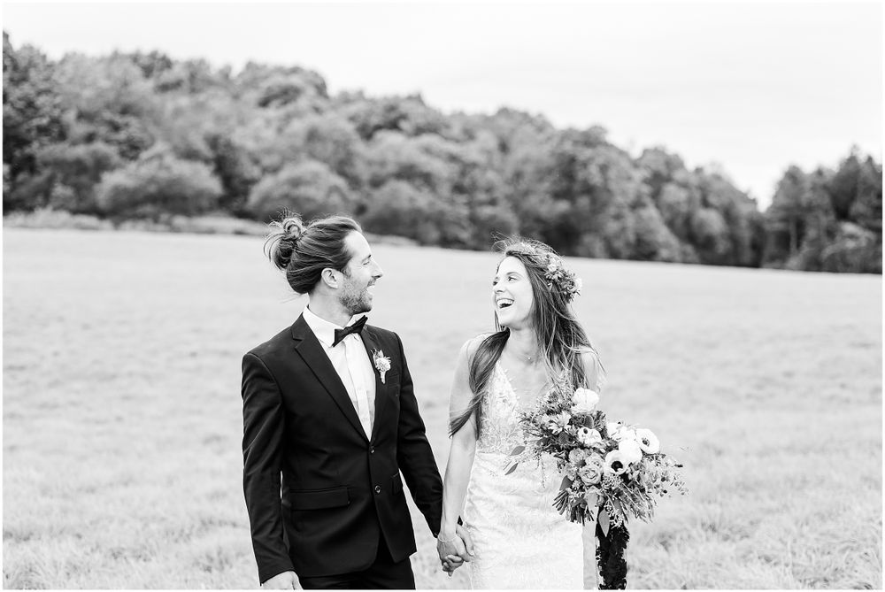 Poconos wedding photographer black and white walking photo