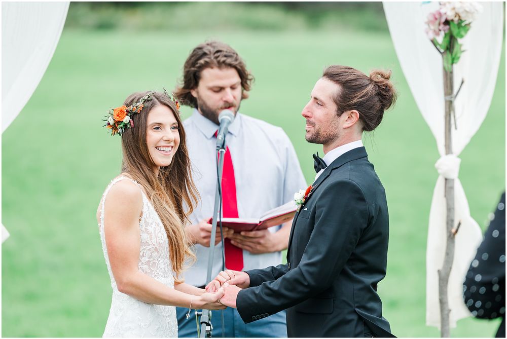 Bride and groom fall ceremony photo