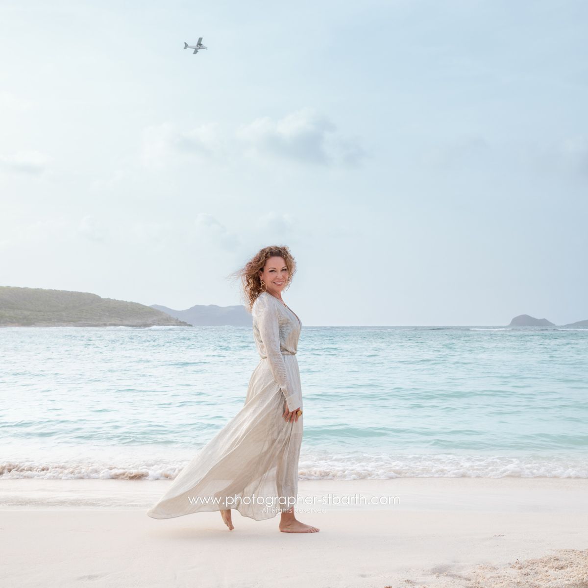 Woman walking St Jean Beach St Barts Photo Shoot