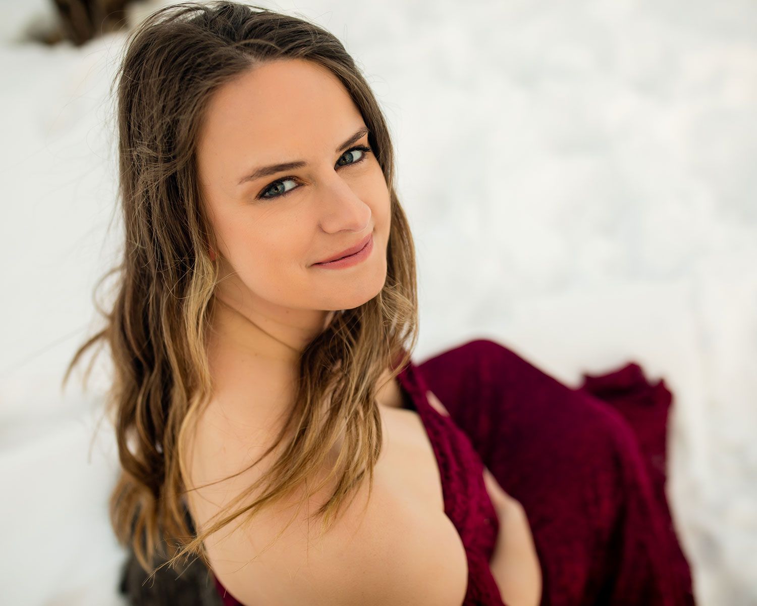 Snowy Winter Maternity Photo Session in Elkhorn, NE - BrightSide Photography