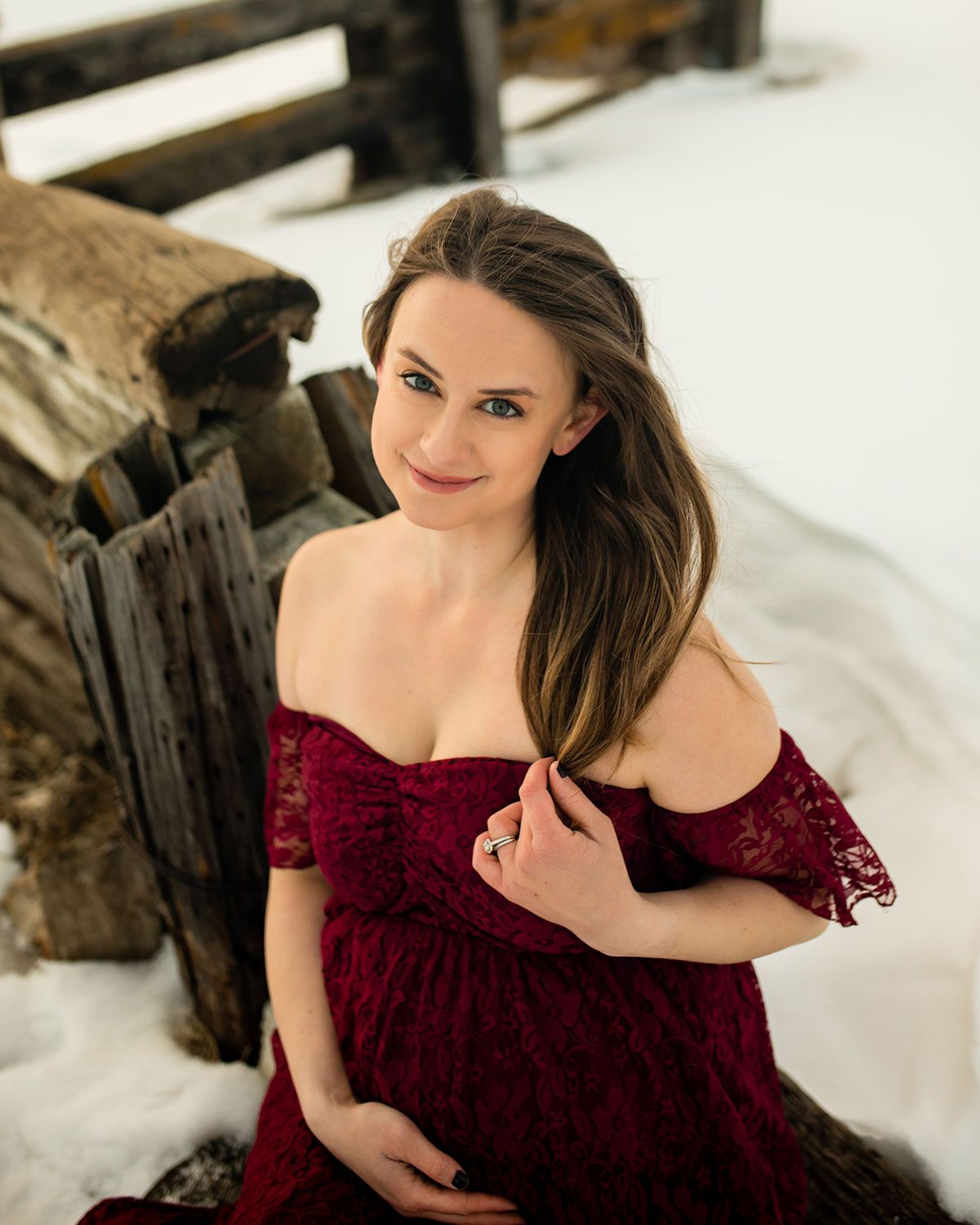 Snowy Winter Maternity Photo Session in Omaha, NE - BrightSide Photography