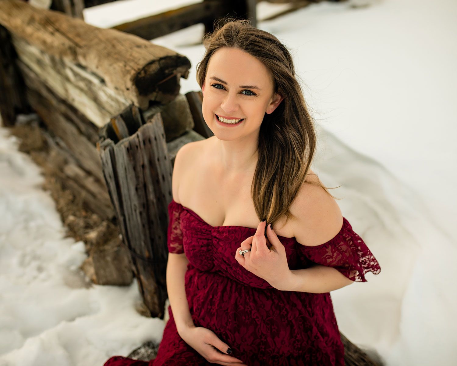 Snowy Winter Maternity Photo Session in Omaha, NE - BrightSide Photography