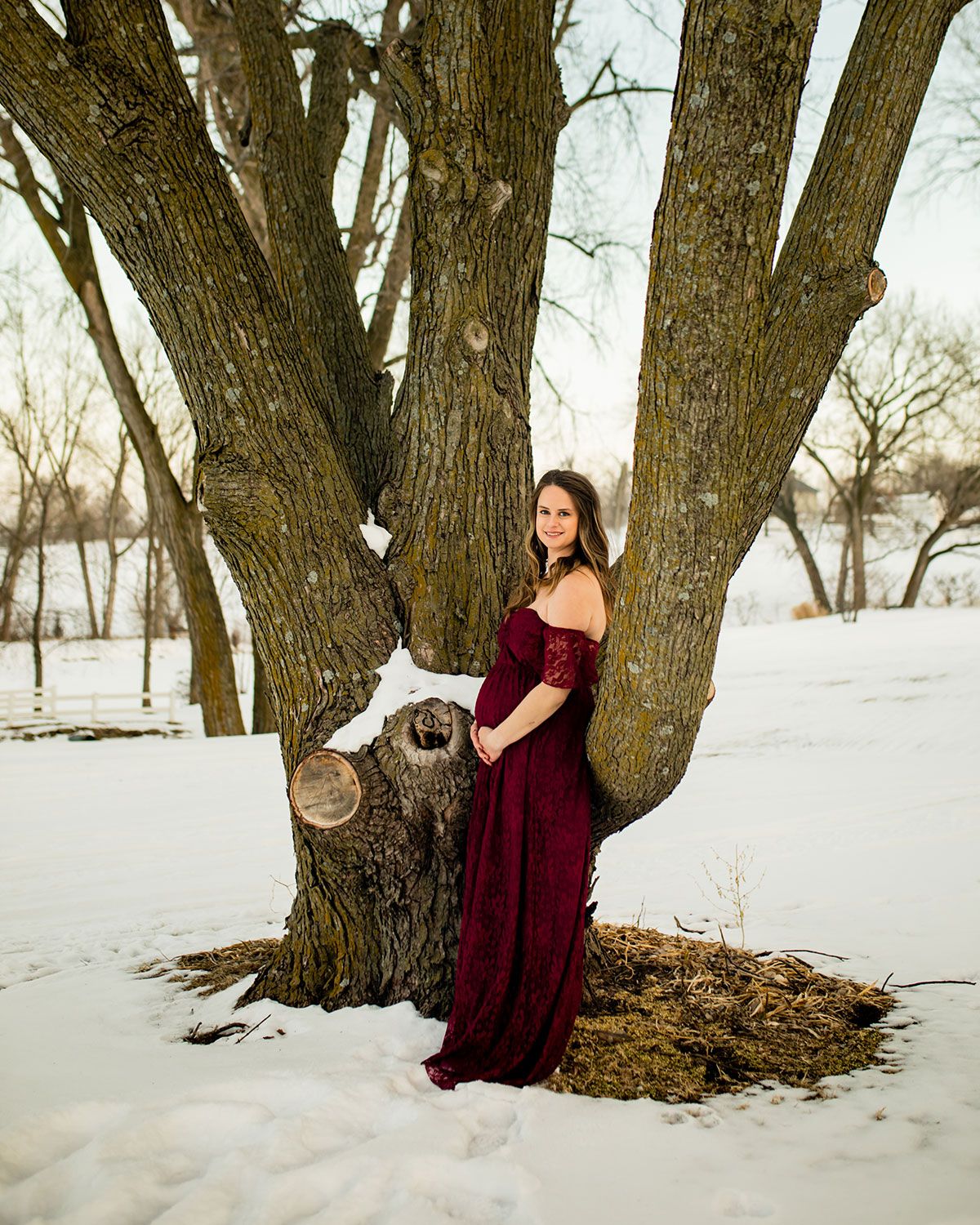 Snowy Winter Maternity Photo Session in Omaha, NE - BrightSide Photography