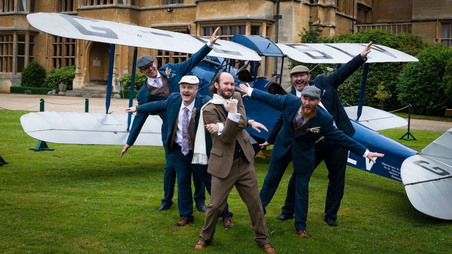 Groom and groomsmen have a moment of fun at the Berkshire Wedding