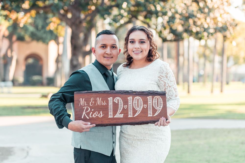 Pearson Park Wedding Photos with Props in Anaheim, CA