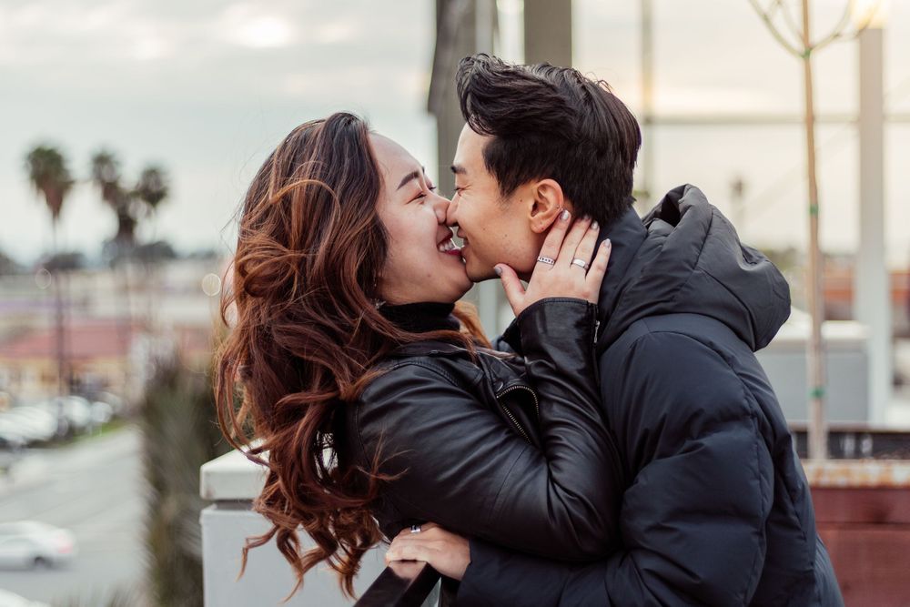 Romantic Couple Photography at The Source in Buena Park. Fun, playful and happy!