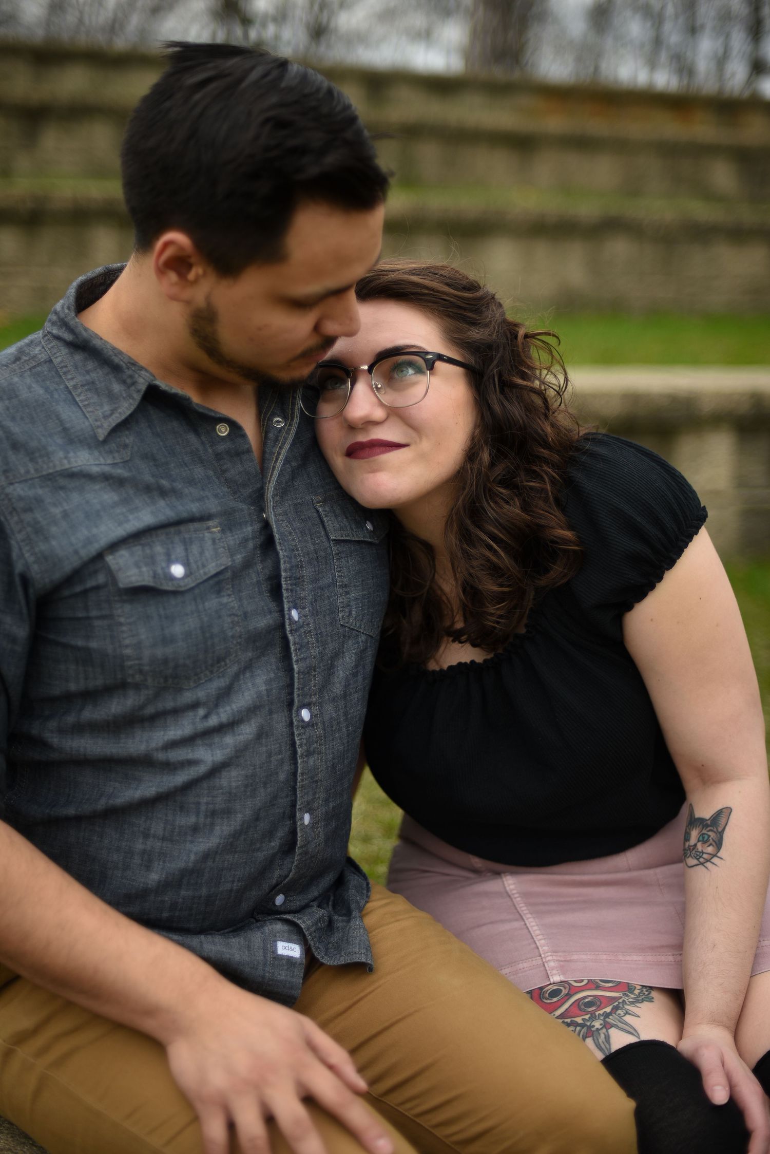 Couple sitting on a staircase