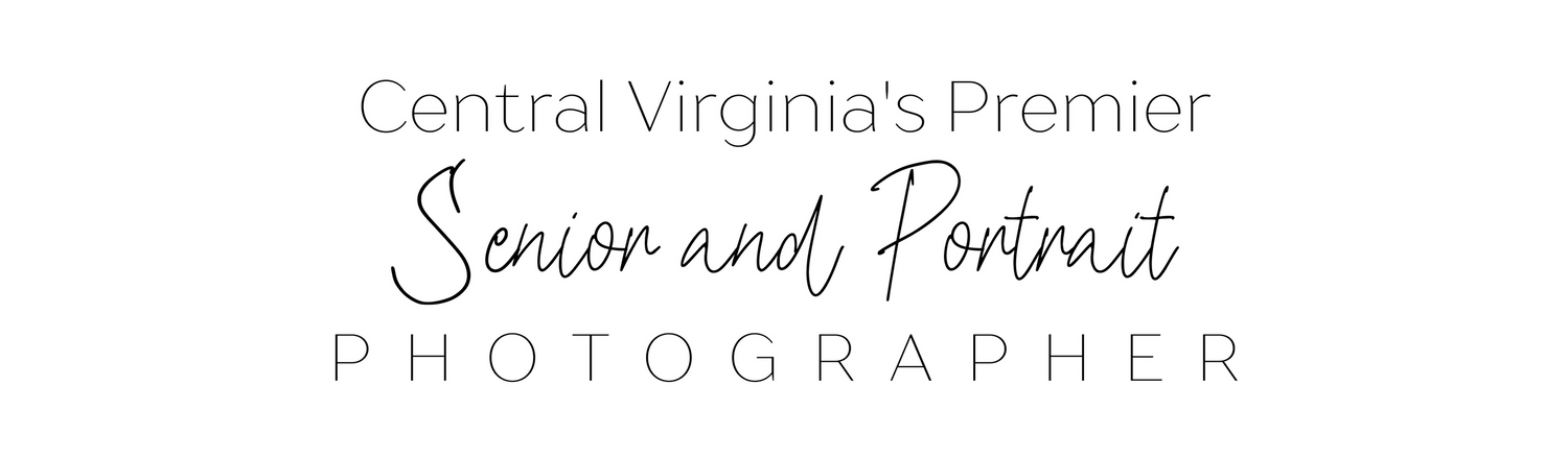 Elegant gray and white text logo design for Central Virginia's Premier Senior Portrait Photographer.