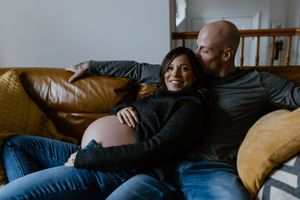 A cozy at-home maternity session in Belleville, Ontario