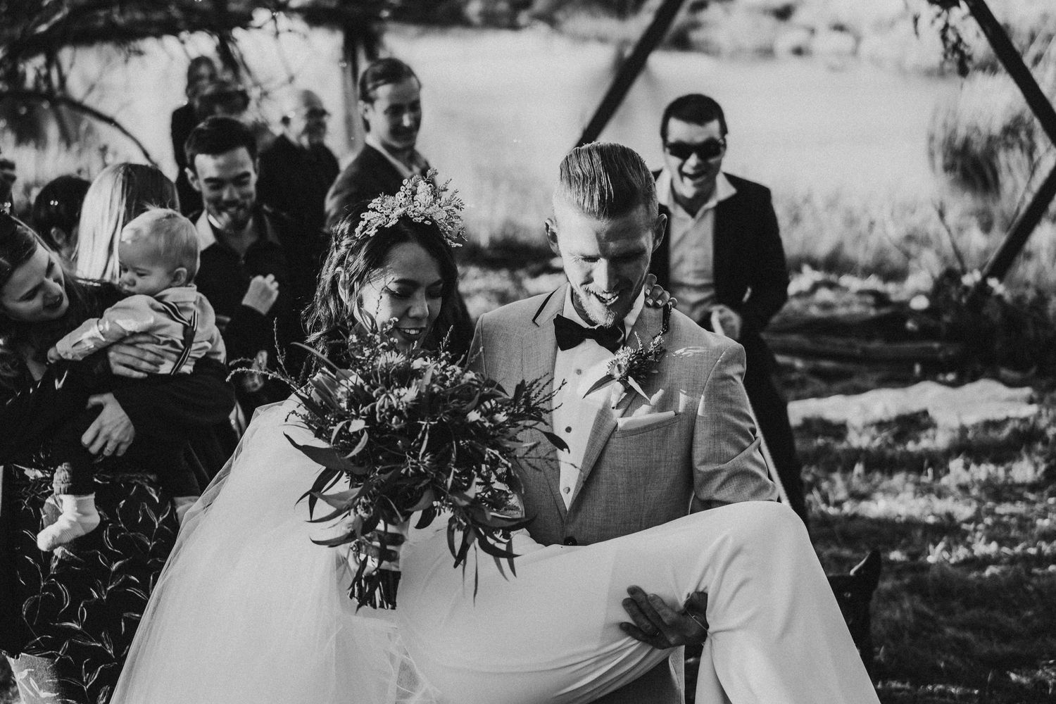 Black and white wedding photography