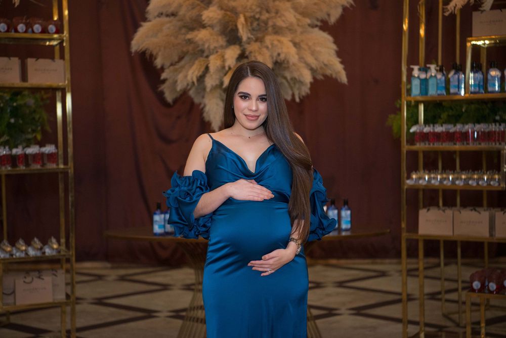 pregnant mom. blue dress. baby shower. Corinthian Event Center. Mission, Texas. Wedding photographer