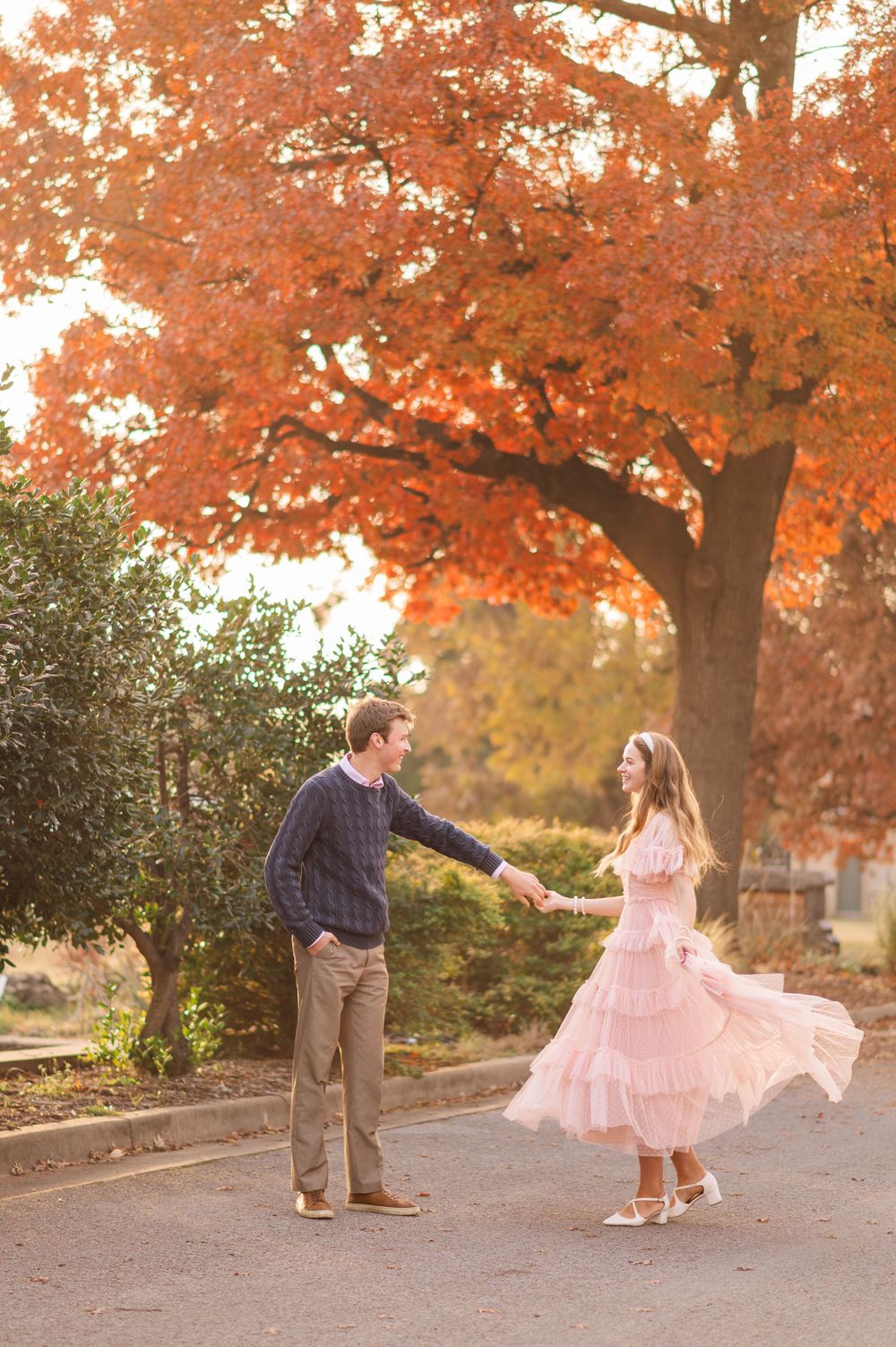Elegant and classy fall engagement session at Woodward Park, Tulsa, Oklahoma.