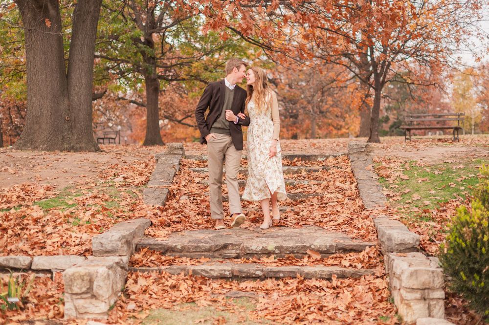 Elegant and classy fall engagement session at Woodward Park, Tulsa, Oklahoma.