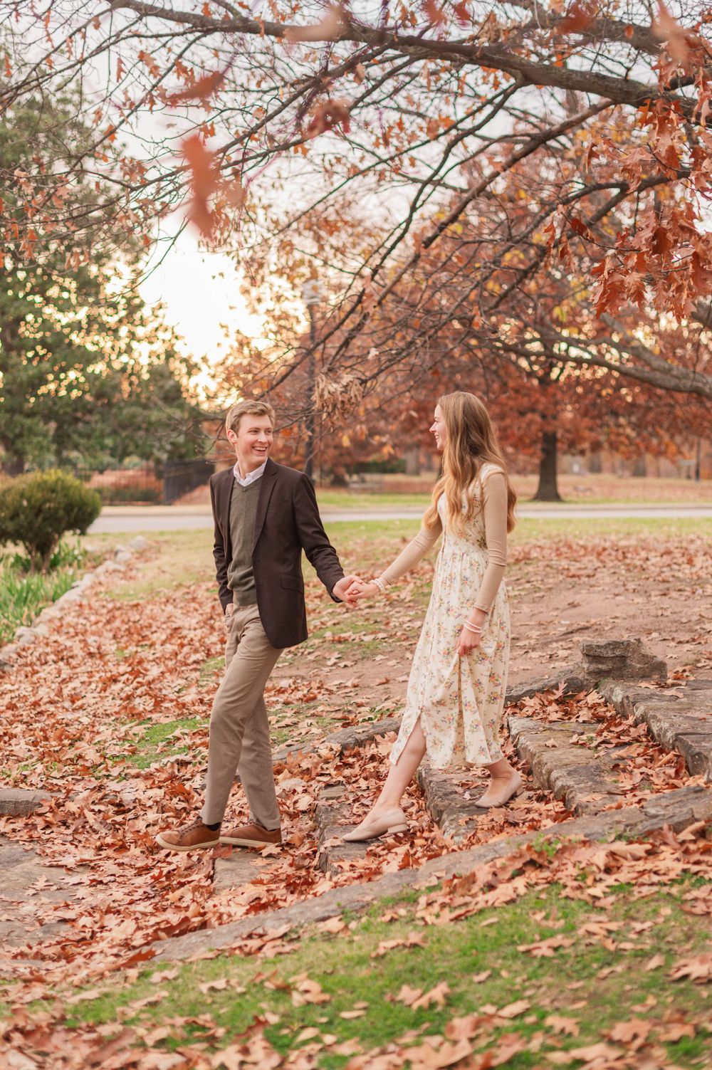 Elegant and classy fall engagement session at Woodward Park, Tulsa, Oklahoma.