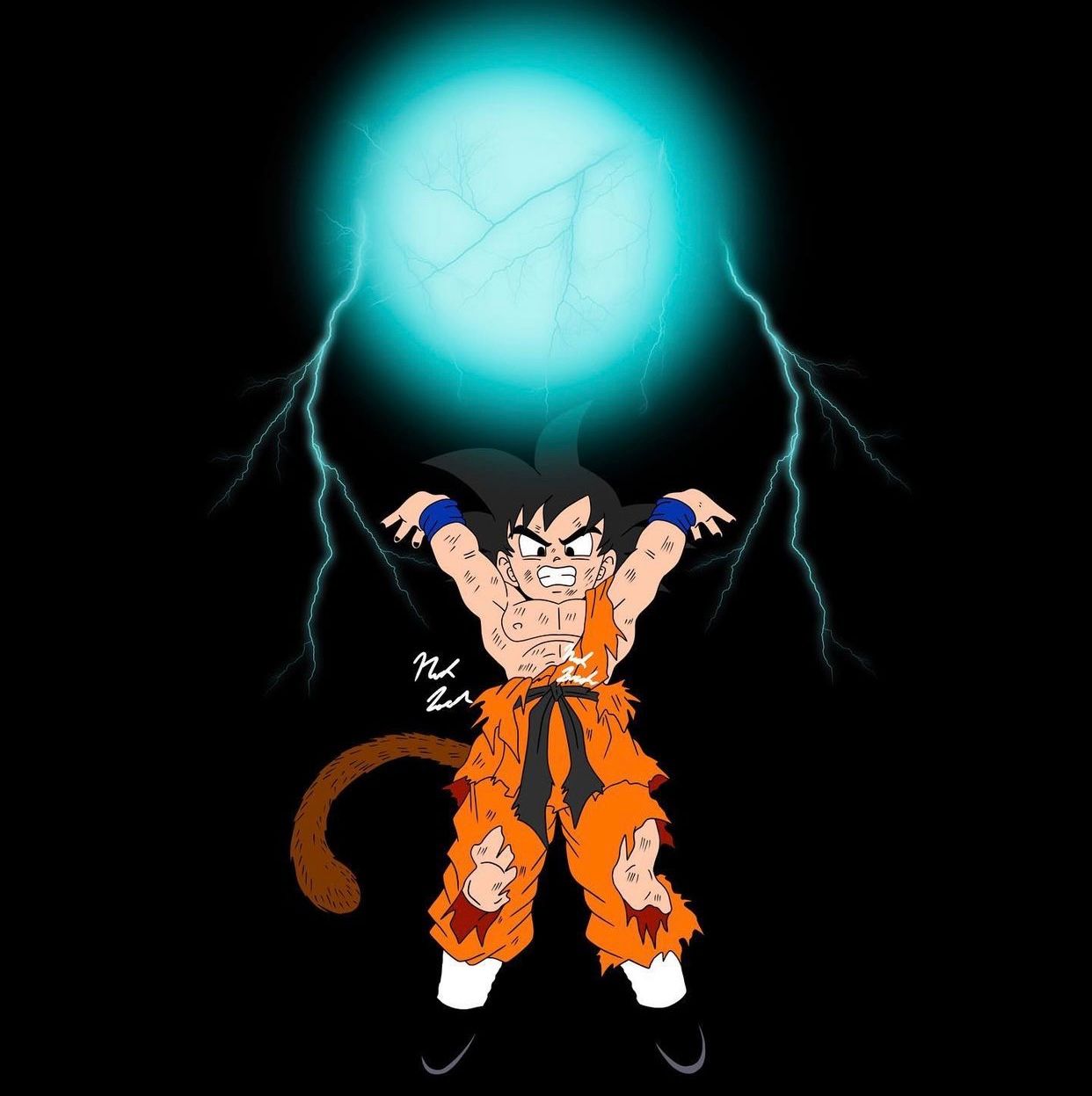 Anime character with glowing blue energy effect against black background.
