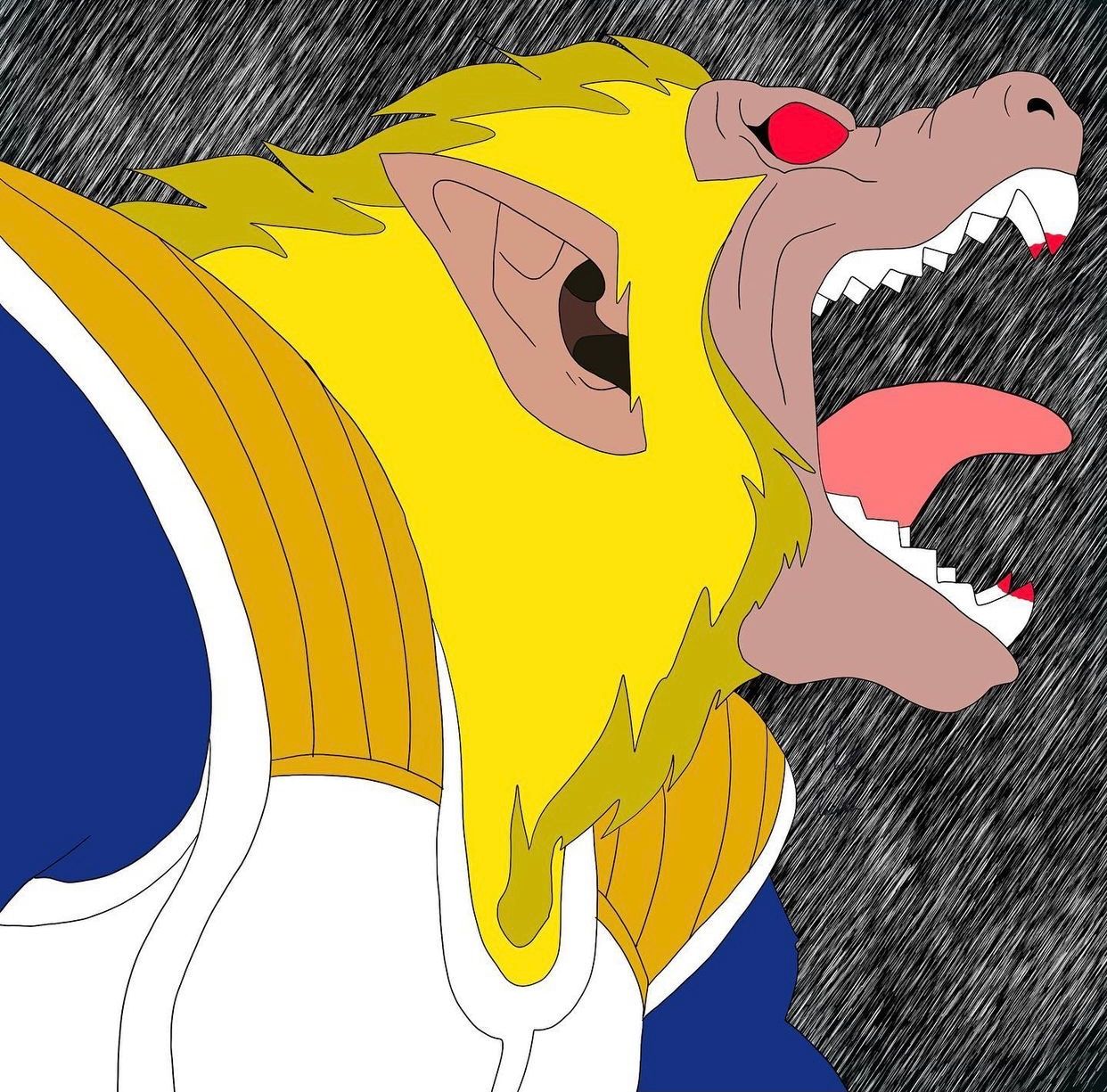 Side view animation frames of character yelling with rain effects in background.
