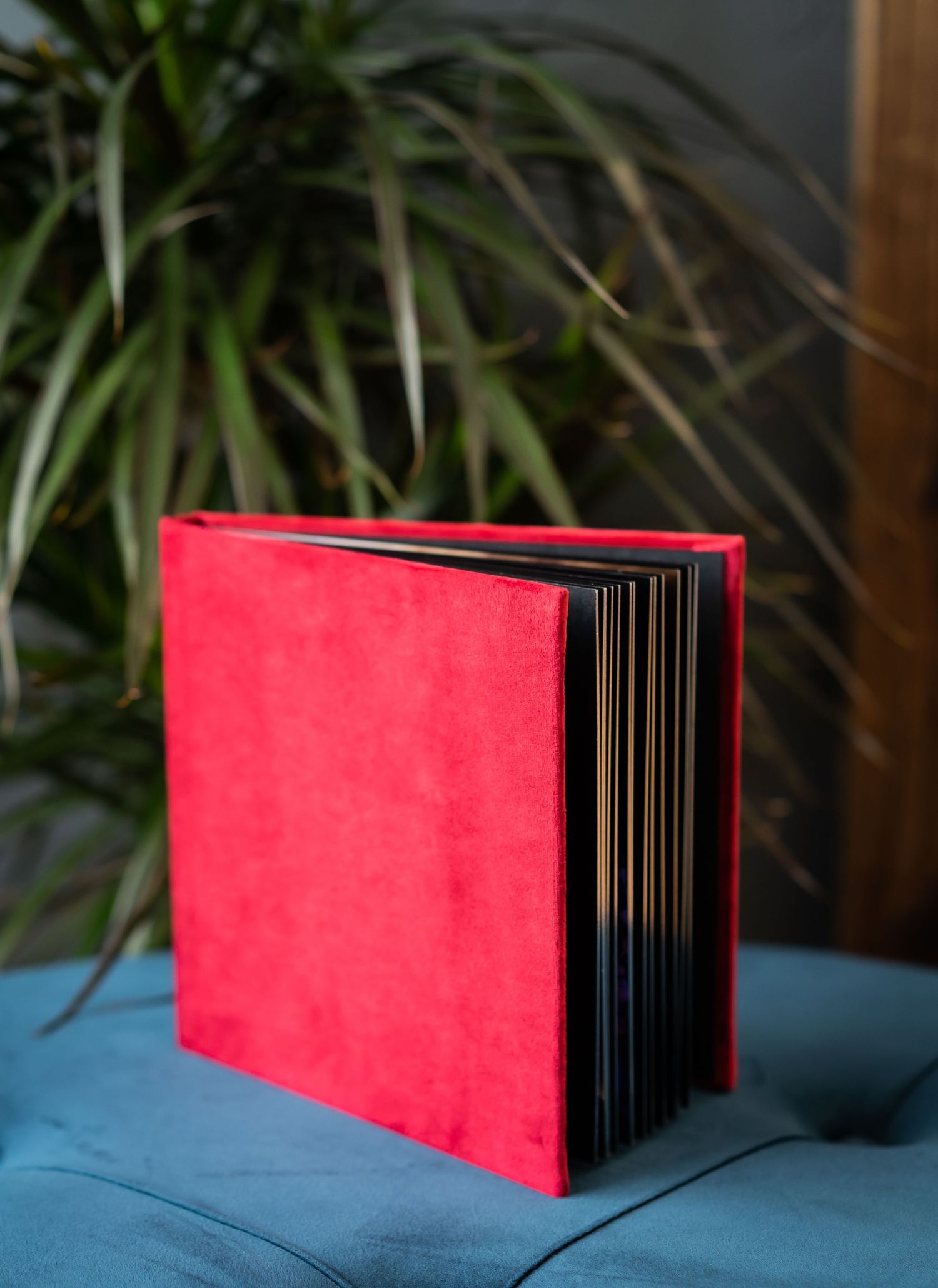 red fuzzy custom luxury album