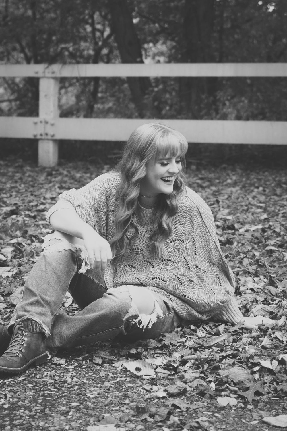 Senior Girl Laughing Casual Fall Senior Session