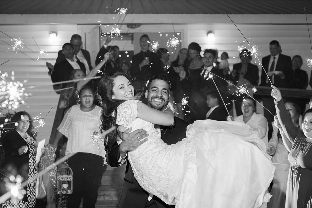 Bride and Groom Sparkler Exit Kyles Farm Harrells