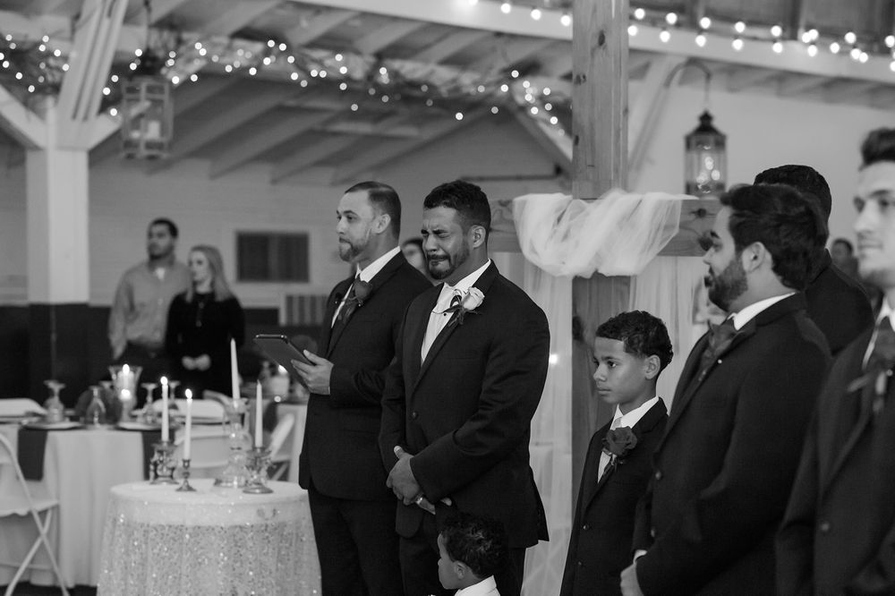 Kyles Farm emotional groom during ceremony