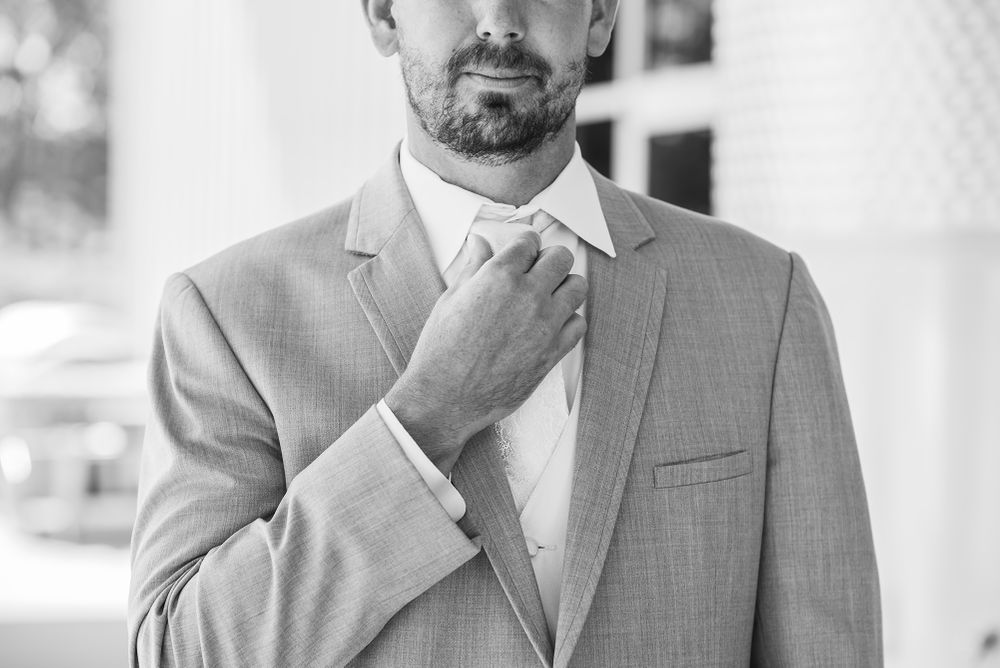 Cape Fear Winery Groom Suit Tie Grey