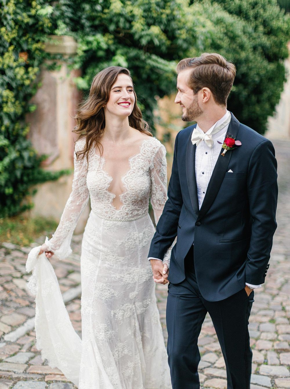 Prague  wedding photographer capturing bride and groom in Prague's charming streets.