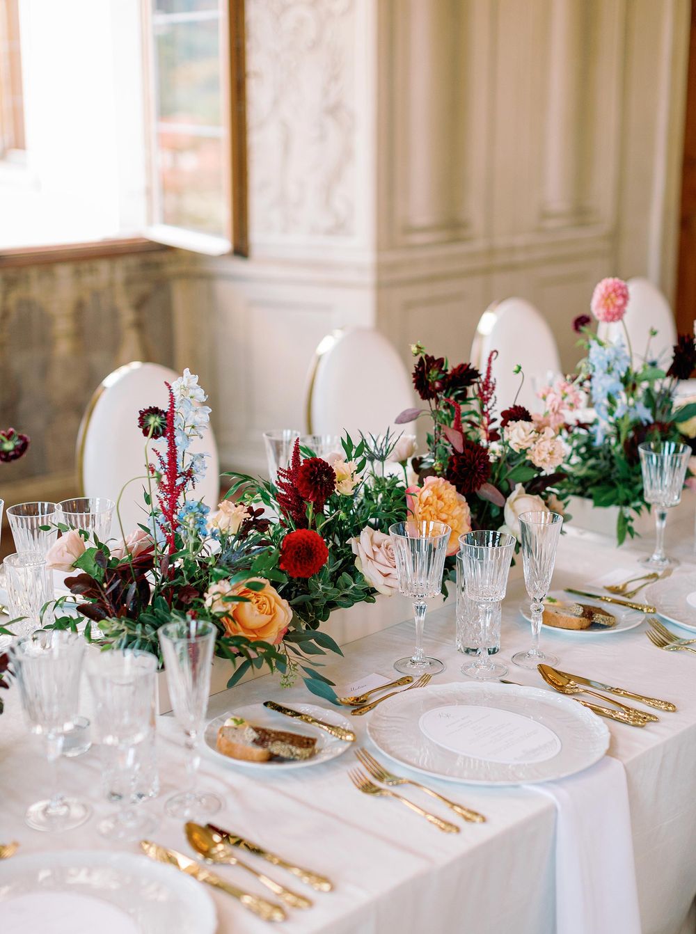 Luxurious wedding reception in historic Lobkowicz Palace, Prague.