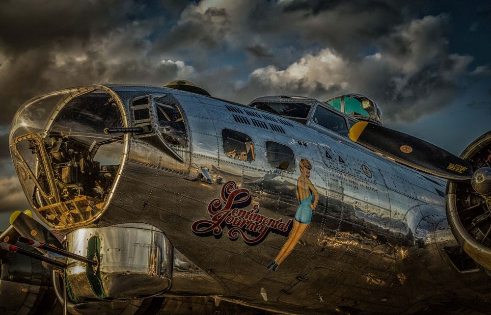 B17 Aluminum Overcast in a Static Photo depicting warbird photography