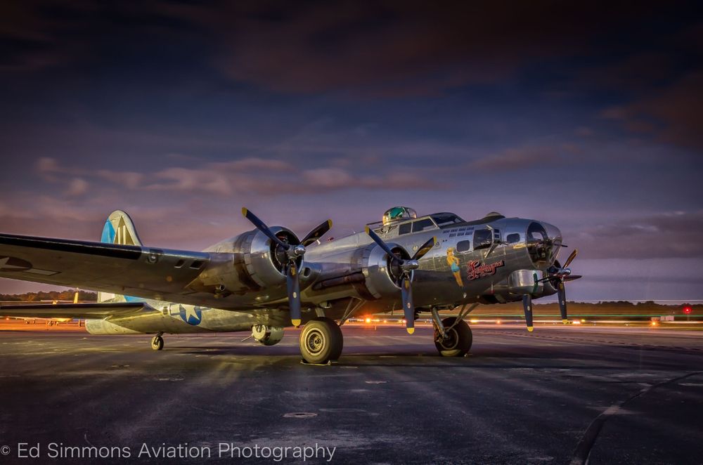 B-17 Flying Fortress Sentimental Journey Long Exposure Low Light Photography Class depicting Aviation Photography