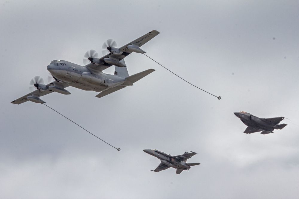 USAF C-130 Refuelling Two Jets at an airshow depecing Aviation Photography