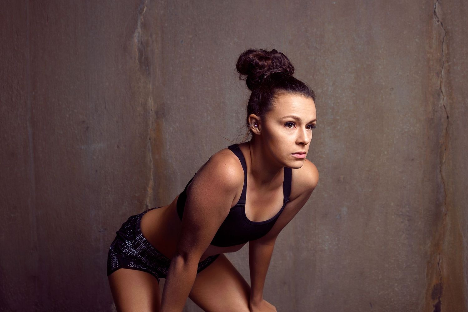 Dark female gym shoot