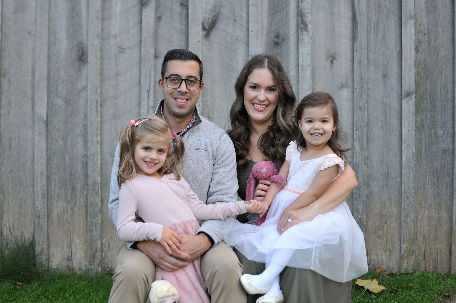 Family fall photo smiling