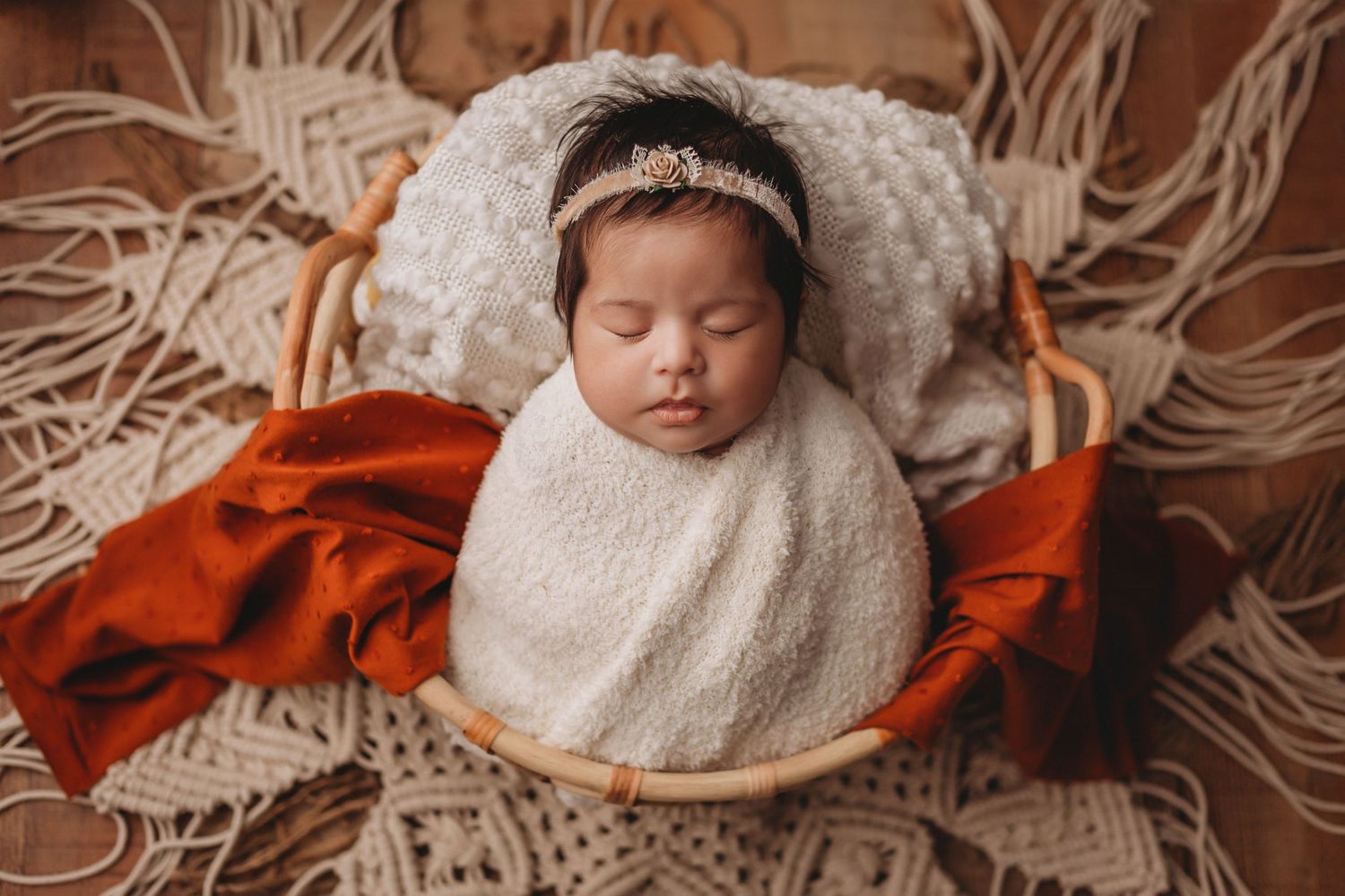 Tampa Newborn Photographer- Baby in boho basket