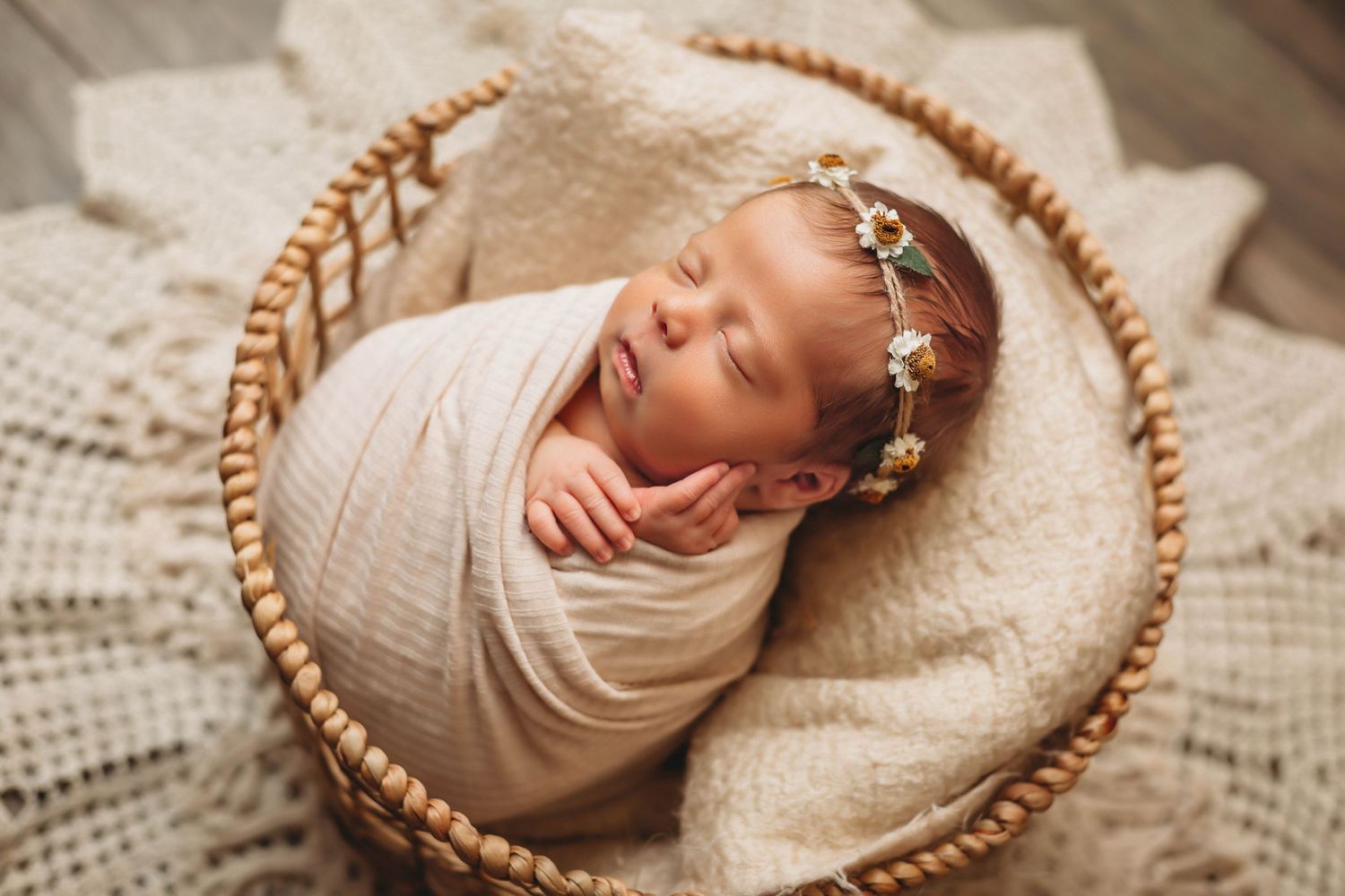 St Pete Newborn Photographer- Baby in basket