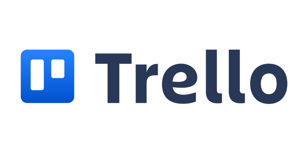 Trello logo combining blue square icon with navy text wordmark.