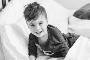Black and White Young Boy Smiling - Family Photo Session - Alexandria, VA