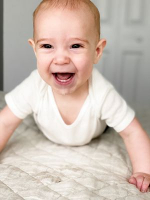 Smiling Baby on Bed - Family Photo Session - St. Augustine, FL