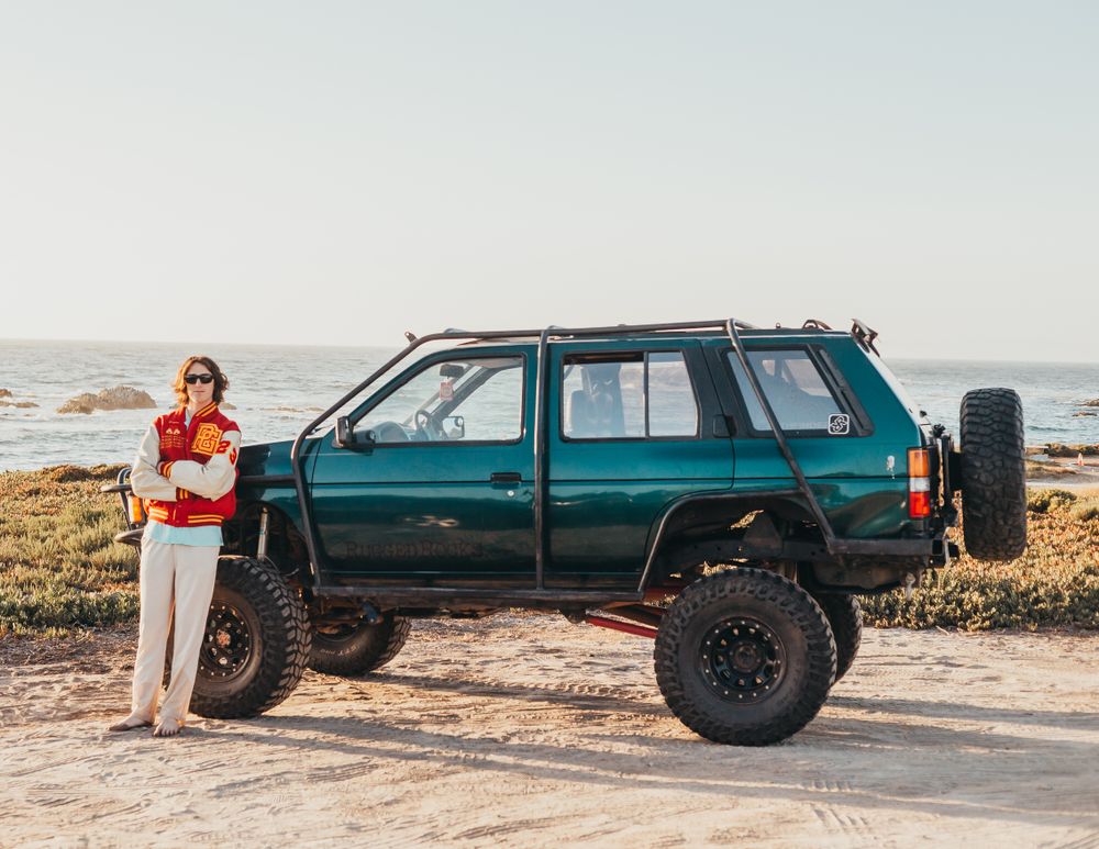 Senior photoshoot, car, letterman jacket, guys, men, boy, senior, state beach