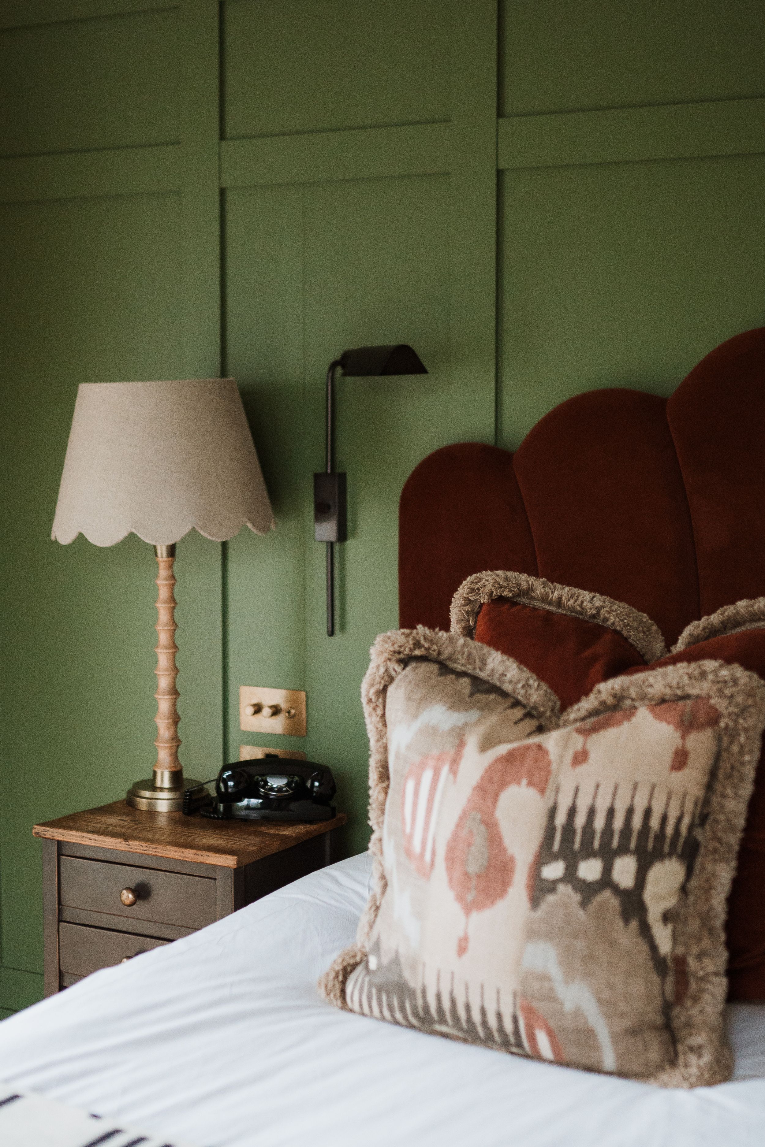 close up of bed at rothay manor, lake district