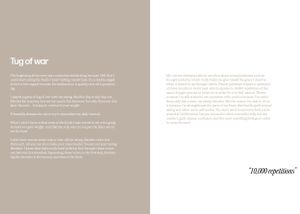 Clean minimalist cookbook spread with text on beige background titled 'Tug of war'.