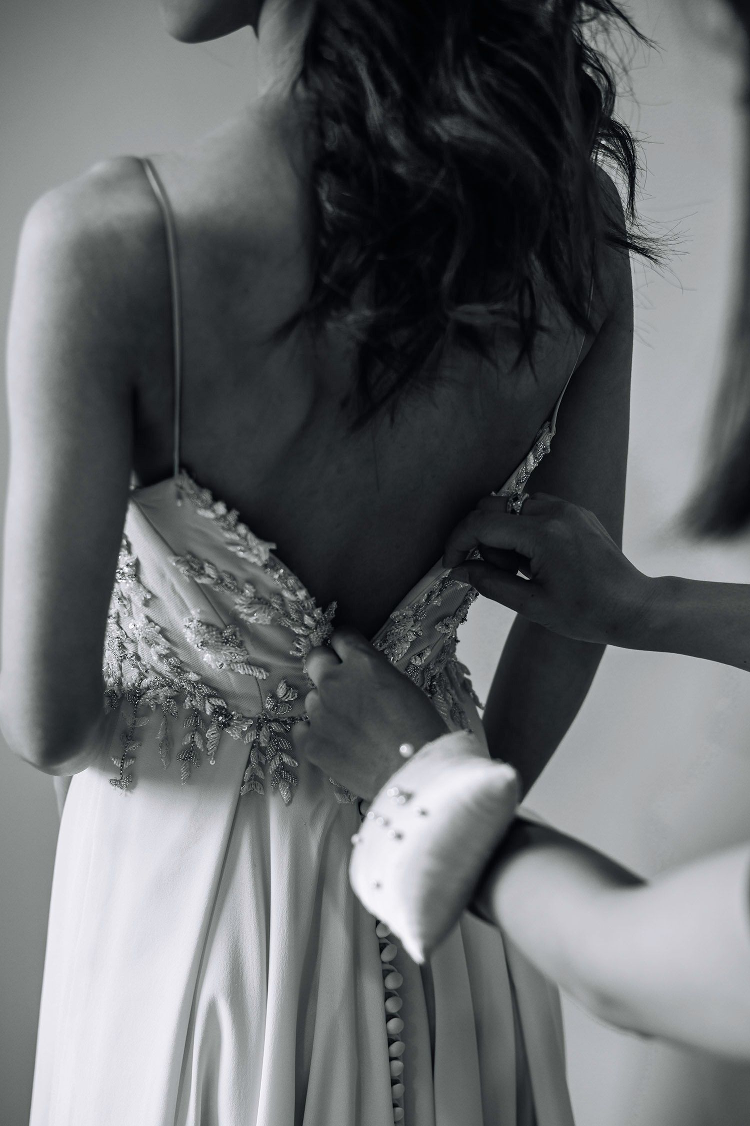 Bride getting ready for her wedding in Tokyo