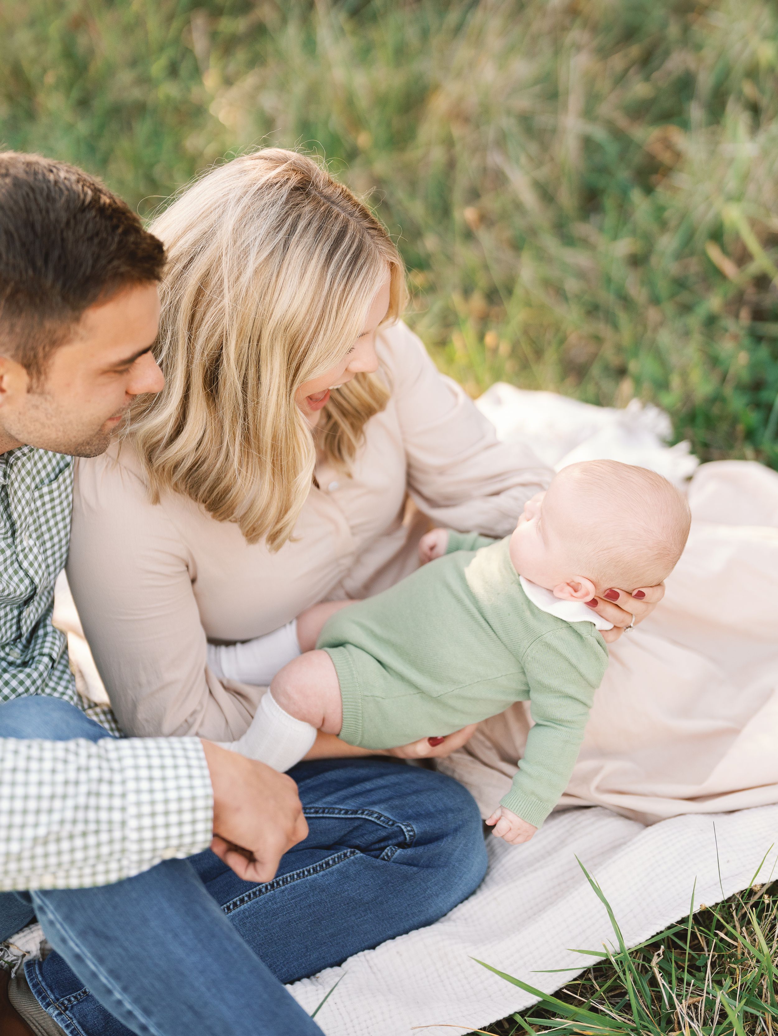 Fall family session in Des Moines, Iowa with 6 month old