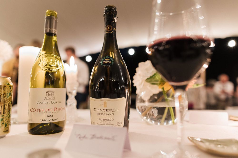 Wine and beverages at the wedding