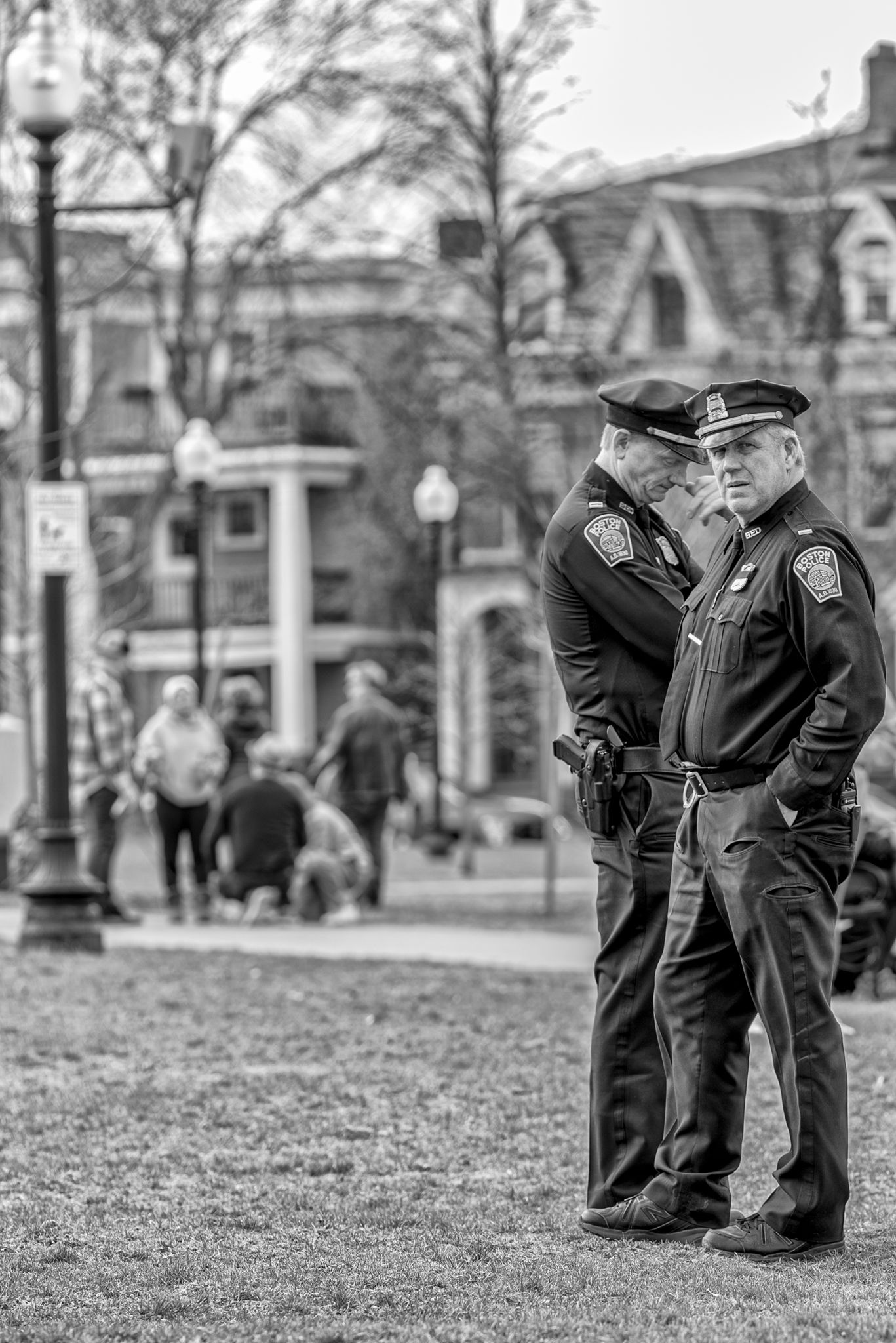 Boston Police Officers from South Boston District C-6 at M St Park. Photo by Lita Xú Líng Kelley