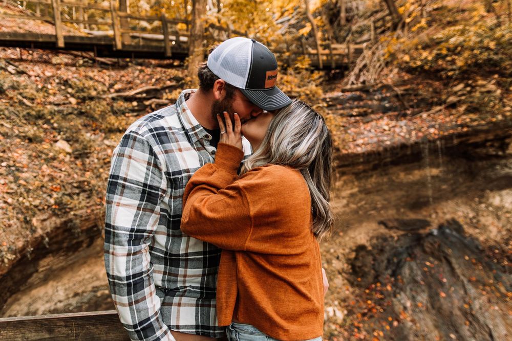 Woman kisses her soon to be husband