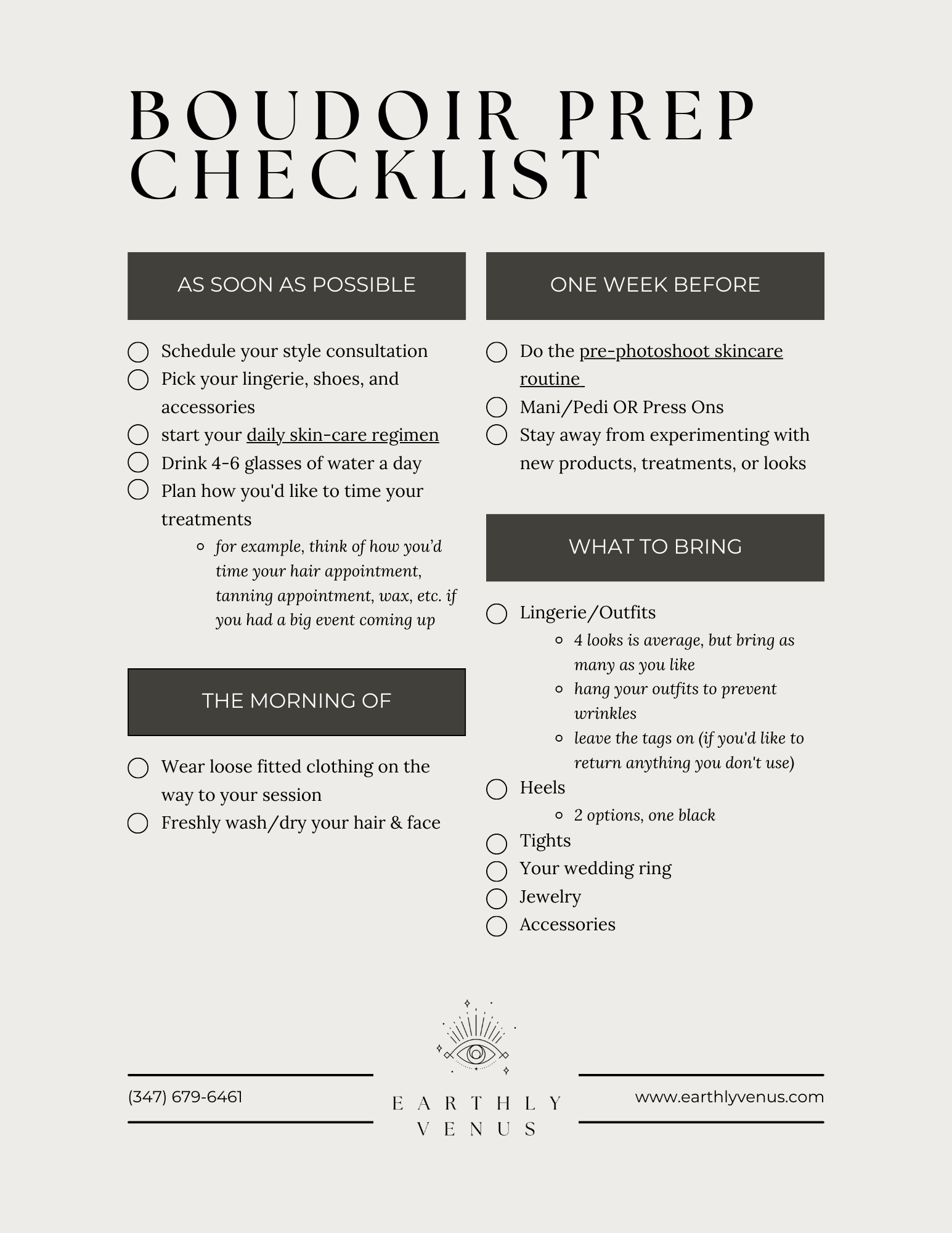 How to Prep for Your Boudoir Photoshoot A Checklist Earthly Venus