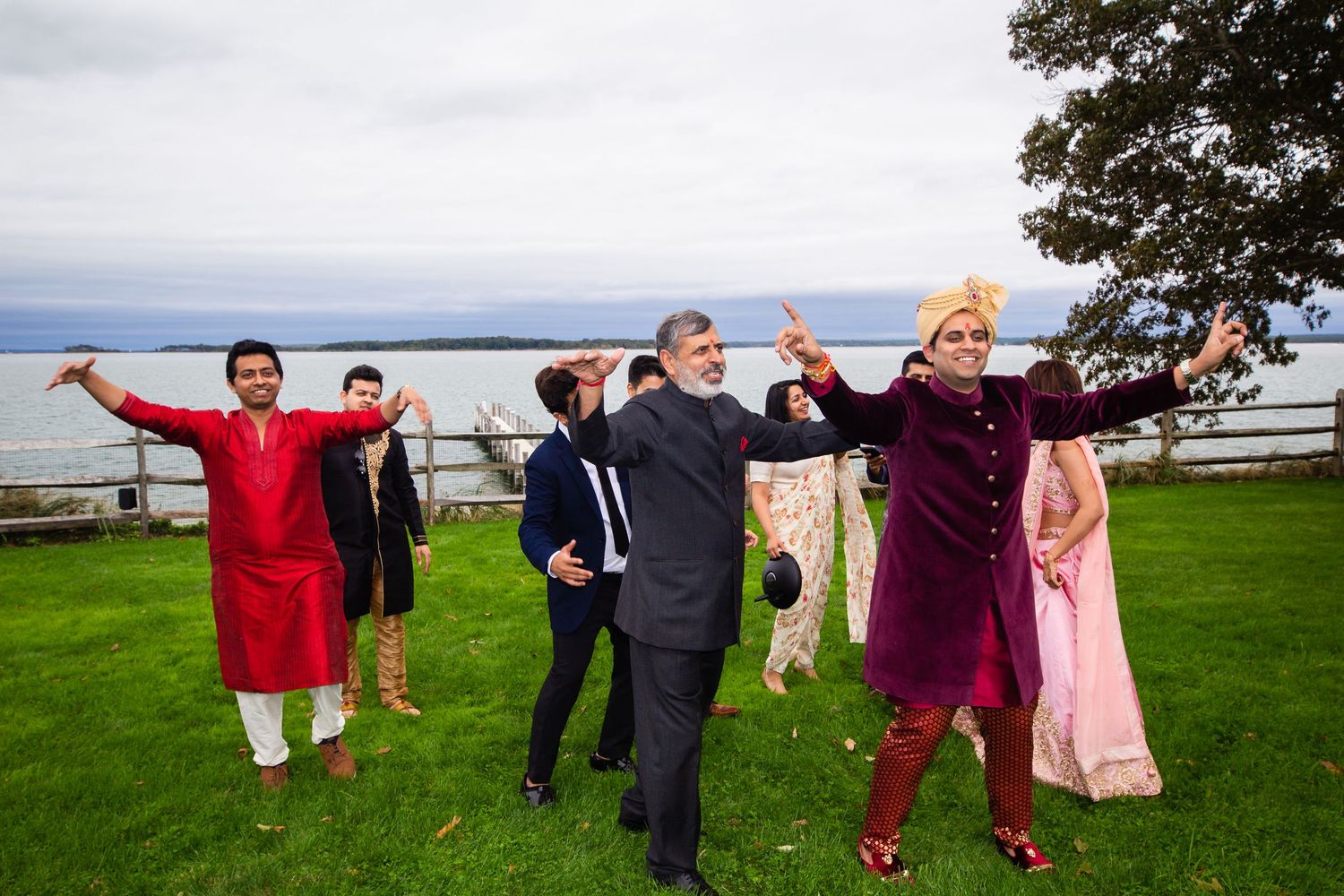 Wedding Photograph of Groom dancing in a backyard wedding in Long Island